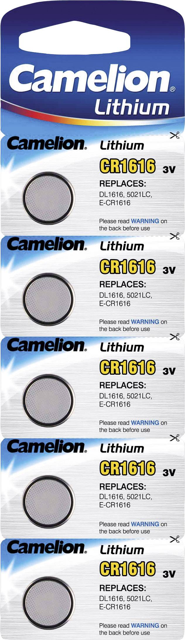Camelion Knopfzelle CR1616 3 V 5 St. 50 mAh Lithium CR1616
