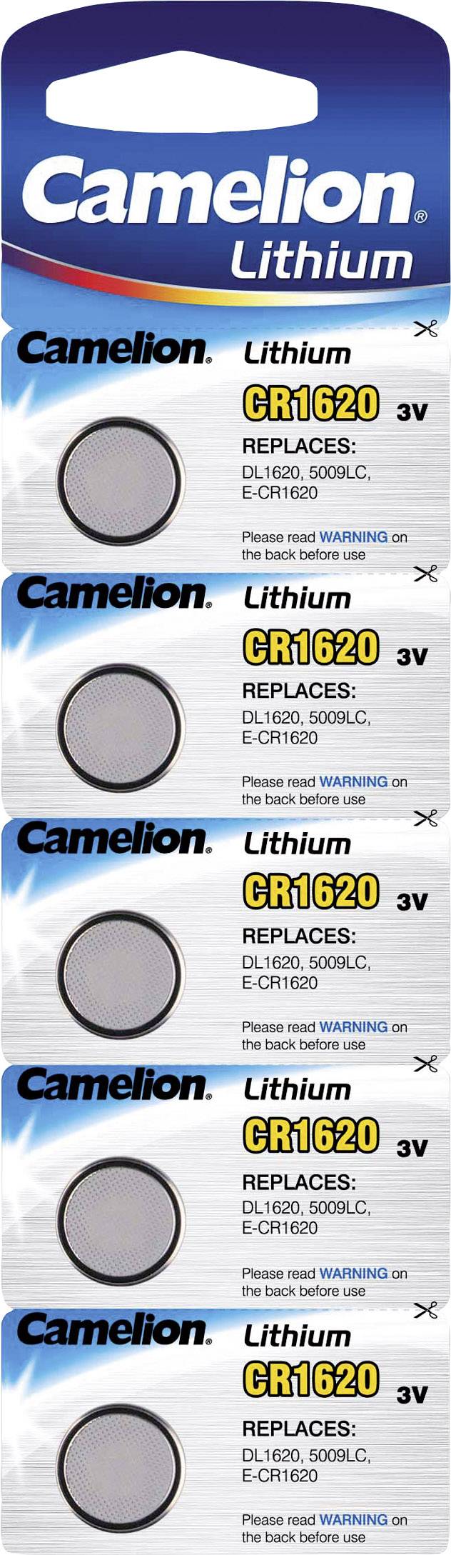 Camelion Knopfzelle CR 1620 3 V 5 St. 90 mAh Lithium CR1620