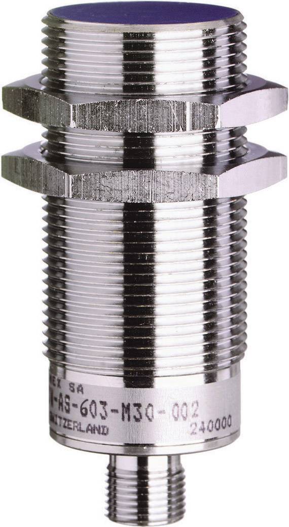 Zylindrischer Näherungssensor mit Metallgehäuse und Schraubgewinde, verwendet in industriellen Automatisierungsanwendungen.