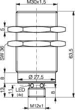 Contrinex Induktiver Näherungsschalter M30 bündig PNP DW-AS-603-M30-002