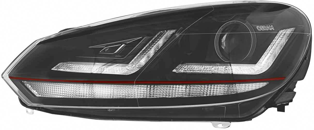 Ein modernes Autoscheinwerferdesign mit LED-Leuchten und klaren Linien.