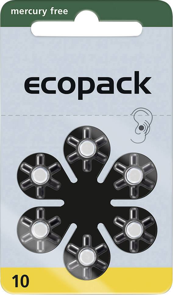 ecopack Knopfzelle ZA10 1.4 V 6 St. 95 mAh Zink-Luft ECO10