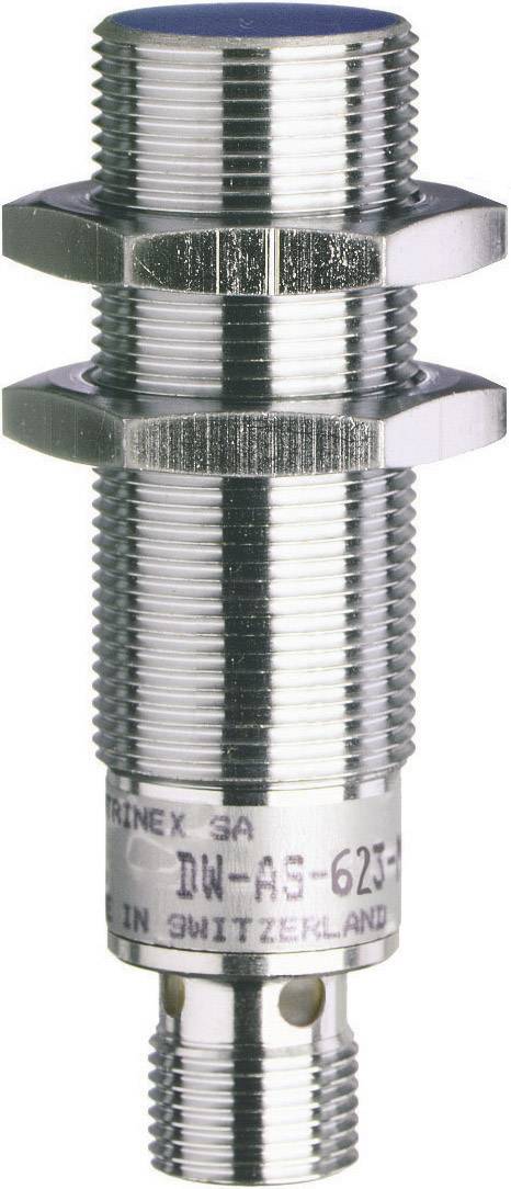 Zylindrischer Metallzylinder mit Gewinde und elektrischen Anschlüssen, vermutlich ein Sensorbauteil. Aufschrift: 'DW-AS-623-...'