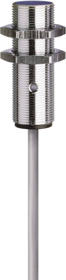Sensor mit Metallgehäuse und Gewinde, Kabelanschluss unten.