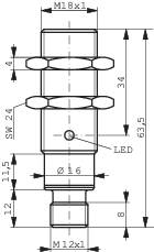 Contrinex Induktiver Näherungsschalter M18 quasi bündig PNP DW-AS-503-M18-002