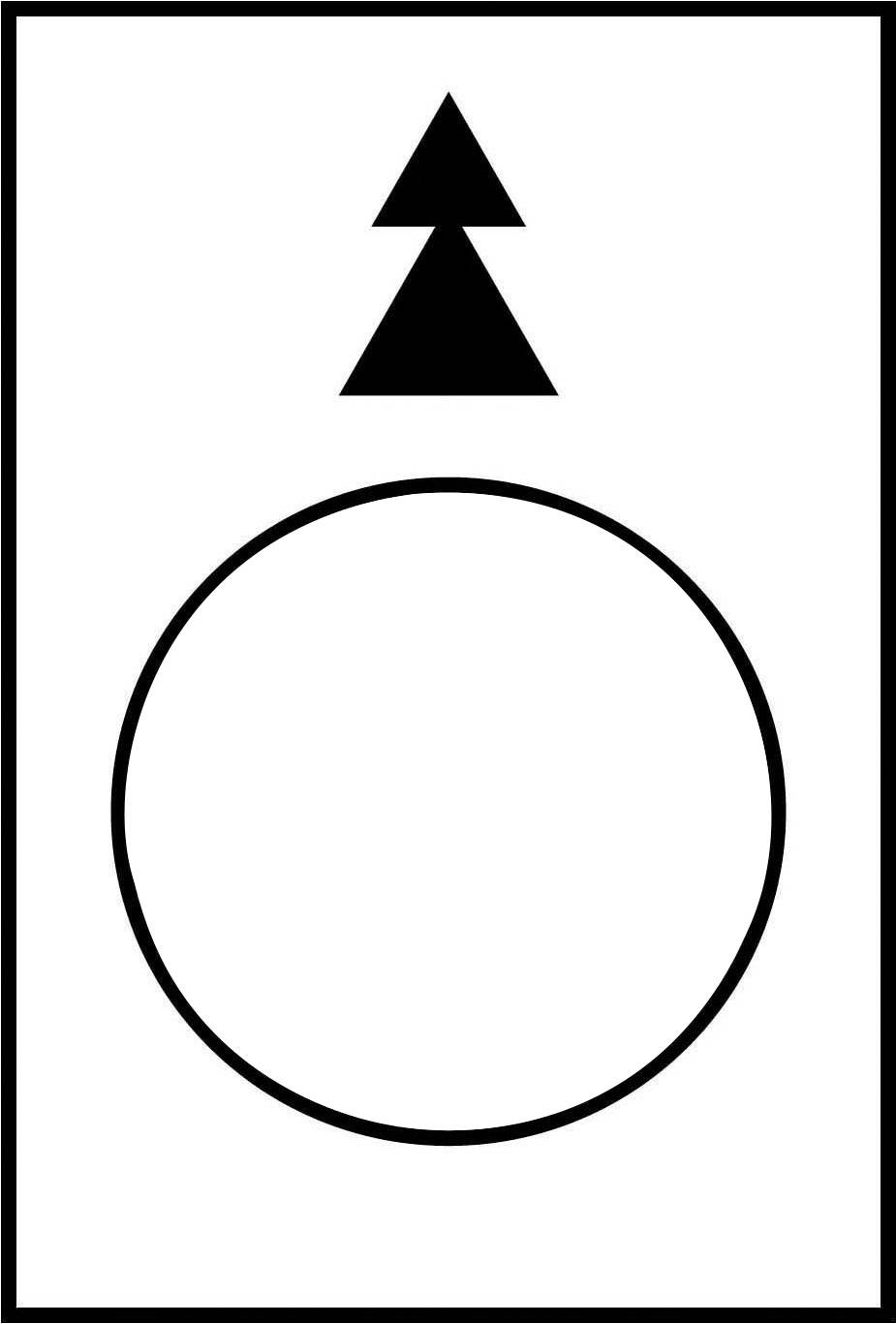 Dreieck über einem Kreis auf weißem Hintergrund.