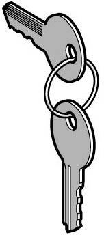 Zwei silberne Schlüssel hängen an einem Schlüsselring, vor einem neutralen Hintergrund.