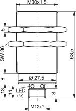 Contrinex Induktiver Näherungsschalter M30 bündig PNP DW-AS-703-M30-002