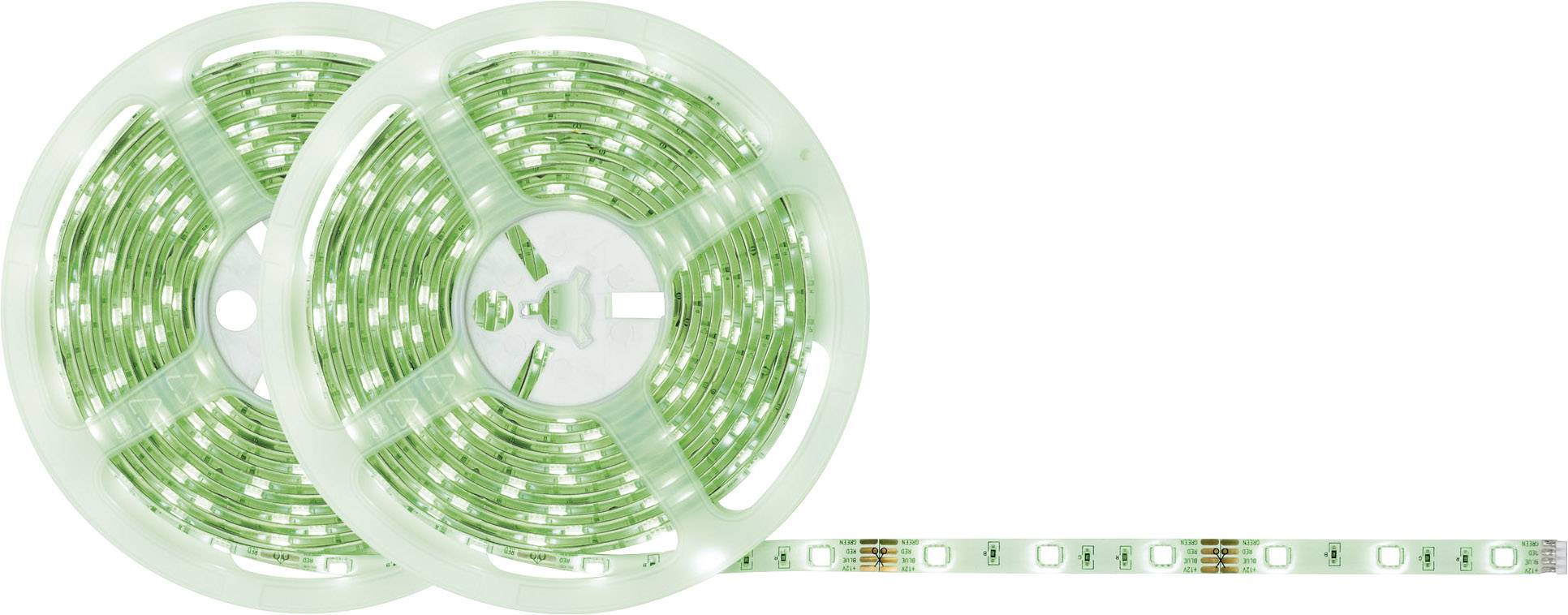 Zwei Rollen mit grünen LED-Lichtstreifen. Ein LED-Streifen ist teilweise abgerollt und sichtbar.