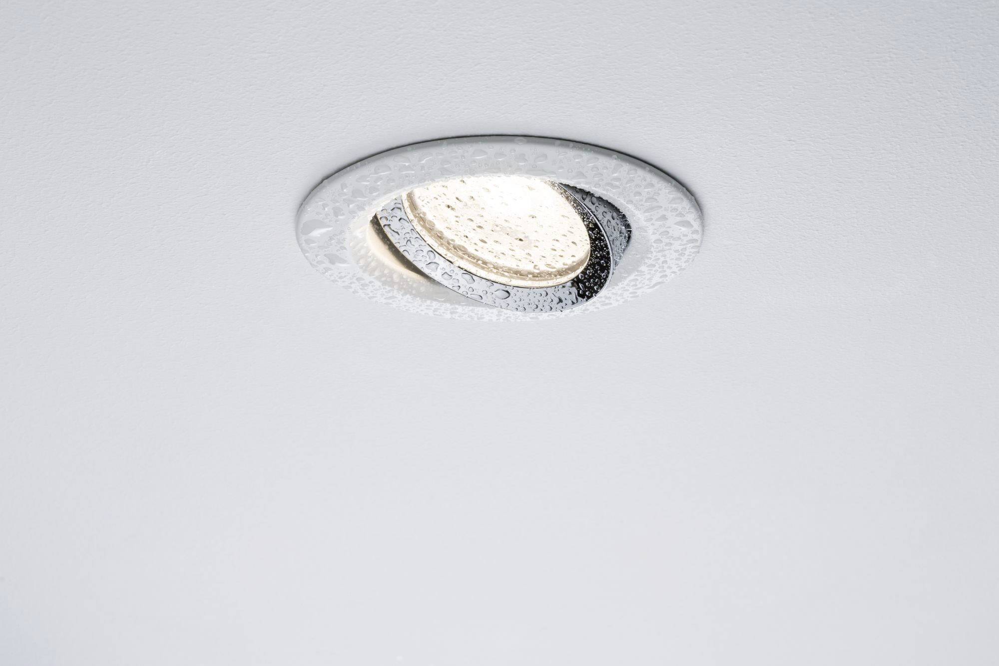 Paulmann Nova Bad-Einbauleuchte Halogen GU10 35W IP65 Weiß (matt), Chrom