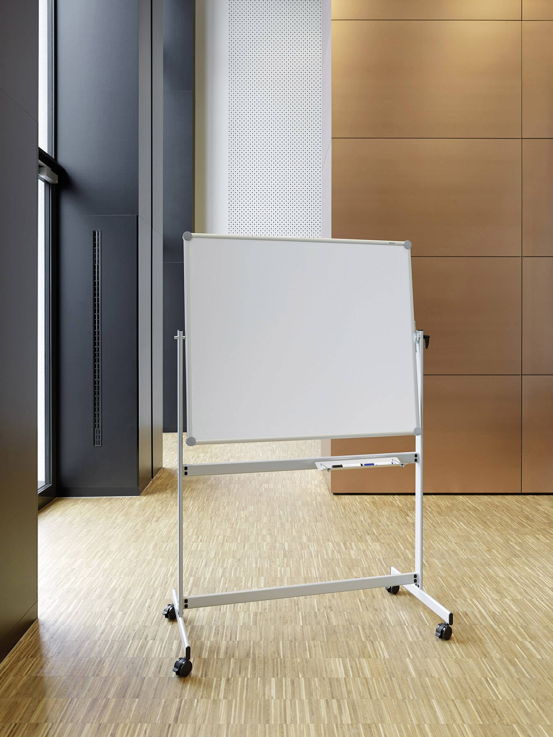 Maul Mobiles Whiteboard MAULpro (B x H) 120 cm x 100 cm Weiß kunststoffbeschichtet Drehbar, Beide Seiten nutzbar, Inkl. Ablageschale, Inkl