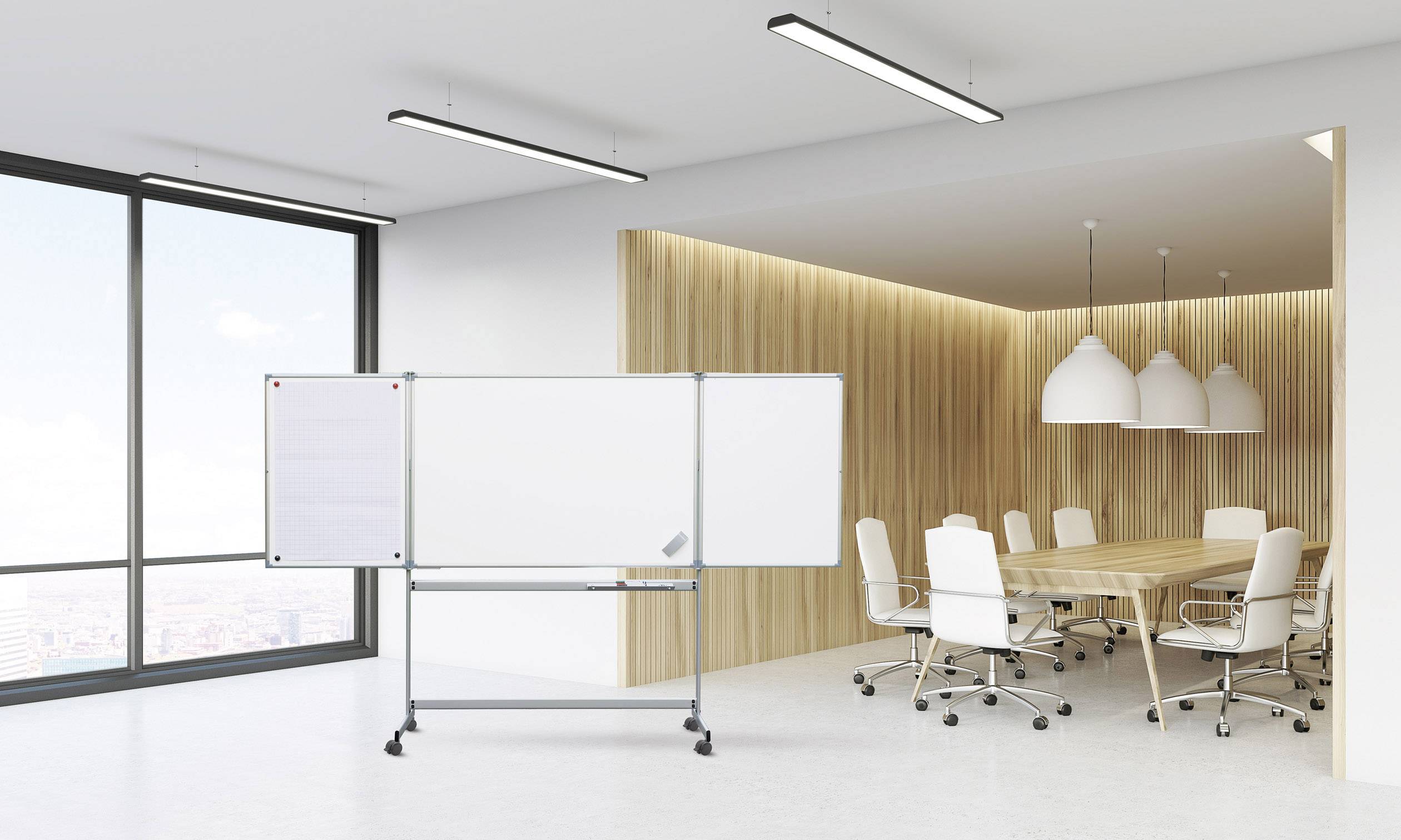 Maul Mobiles Whiteboard, Klapptafel MAULpro (B x H) 150cm x 100cm Weiß kunststoffbeschichtet Inkl. 2 klappbarer Flügel, Inkl