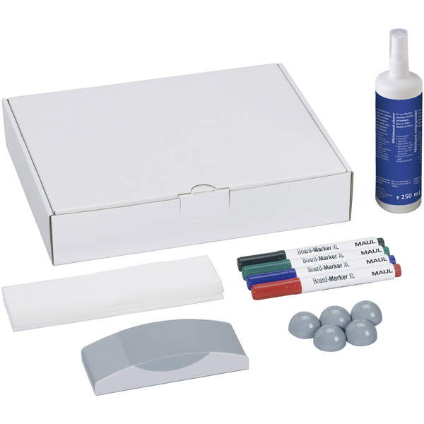 Maul Whiteboard Zubehör-Set Karton inkl. 4 Boardmarkern, Tafelwischer, Reiniger, 5 Kugel-Magneten