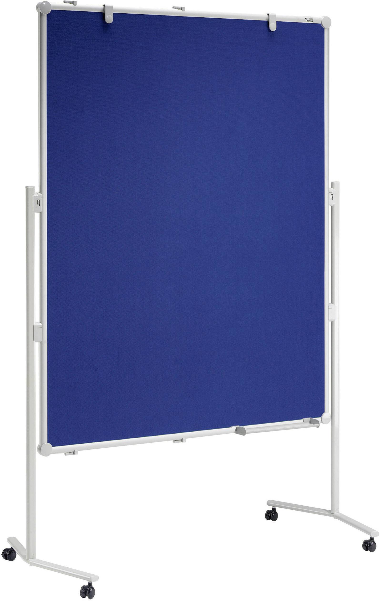 Maul Moderationstafel MAULpro (B x H) 120 cm x 150 cm Textil Blau Inkl. Ablageschale, Inkl. Blockhalter, Inkl. Rollen, beidseitig verwendbar