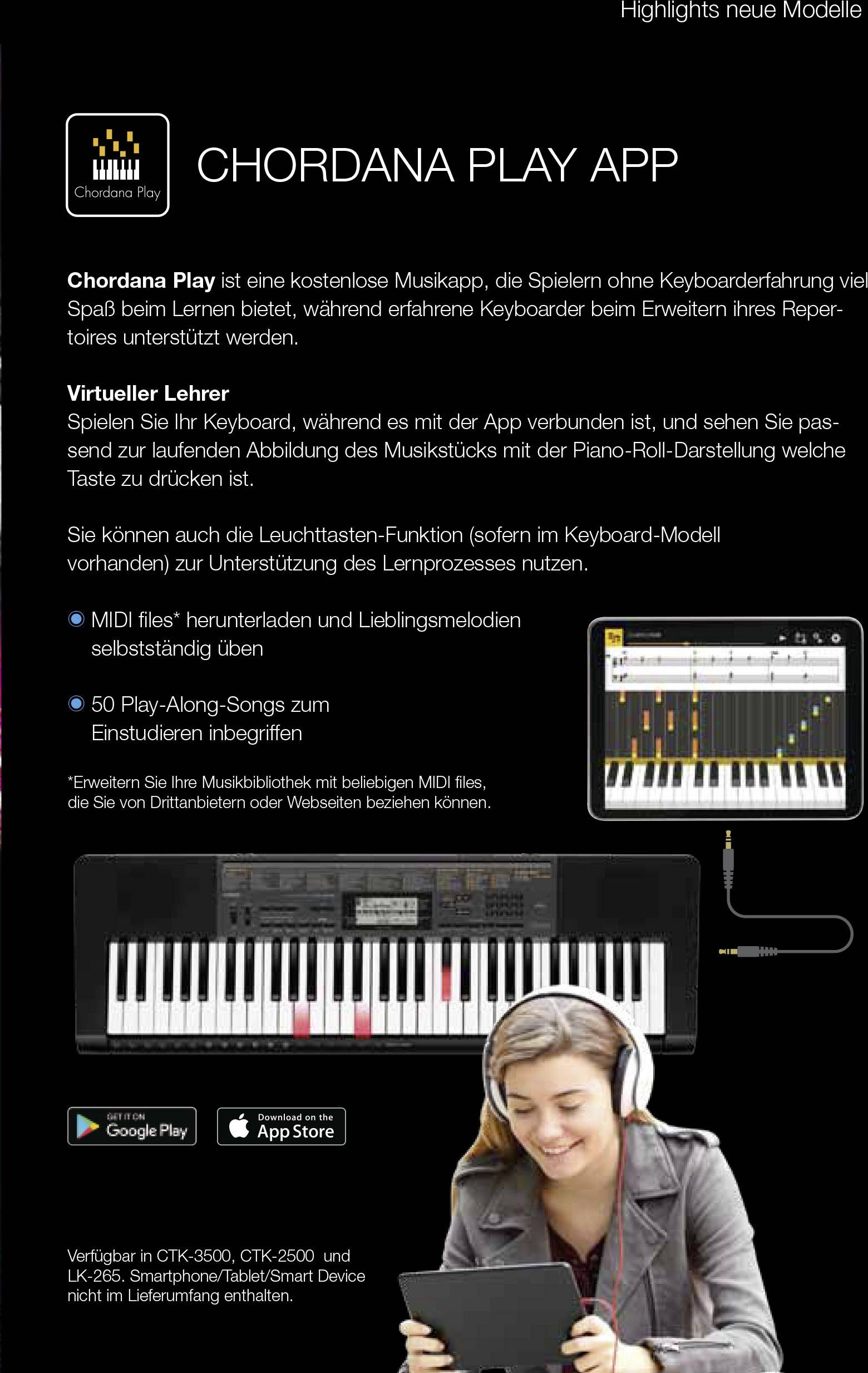 Casio LK-265CA Keyboard Schwarz inkl. Netzteil, Leuchttasten