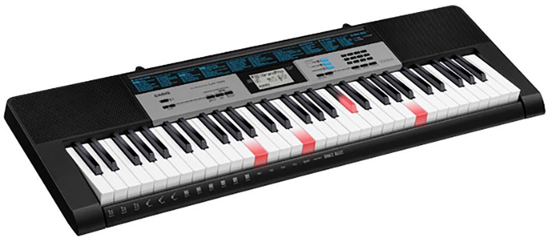 Casio LK-136SET Keyboard Schwarz inkl. Netzteil, inkl. Stativ, Leuchttasten