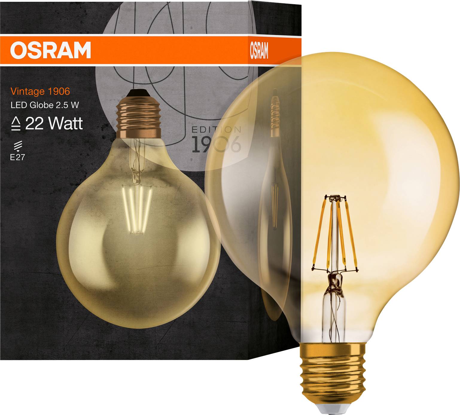 OSRAM 4058075808980 LED EEK F (A - G) E27 Globeform 2.5 W = 22 W Warmweiß (Ø x L) 124 mm x 168 mm 1 St.