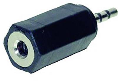 Konvertierungsadapter mit schwarzem Gehäuse und silbernen Anschlüssen für Audiokabel.