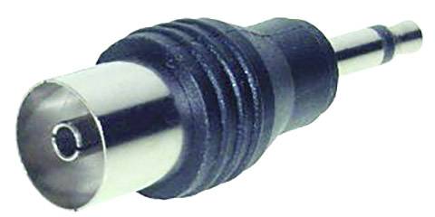 Kombinierter Steckeradapter mit einem koaxialen Anschluss auf der einen Seite und einem 3,5-mm-Klinkenstecker auf der anderen Seite.