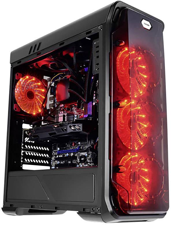 LC Power LC-Power 988B Midi-Tower Gaming-Gehäuse Schwarz 3 Vorinstallierte LED Lüfter, Lüftersteuerung, Staubfilter