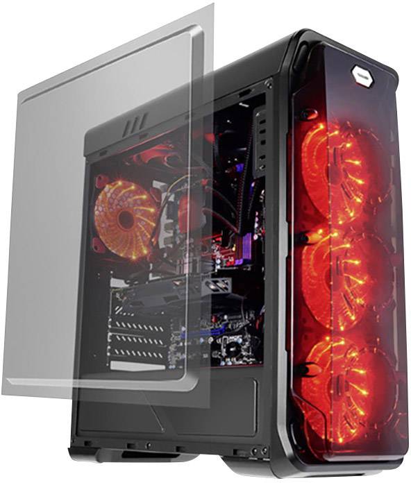 LC-Power LC Power 988B Midi-Tower Gaming-Gehäuse Schwarz 3 Vorinstallierte LED Lüfter, Lüftersteuerung, Staubfilter