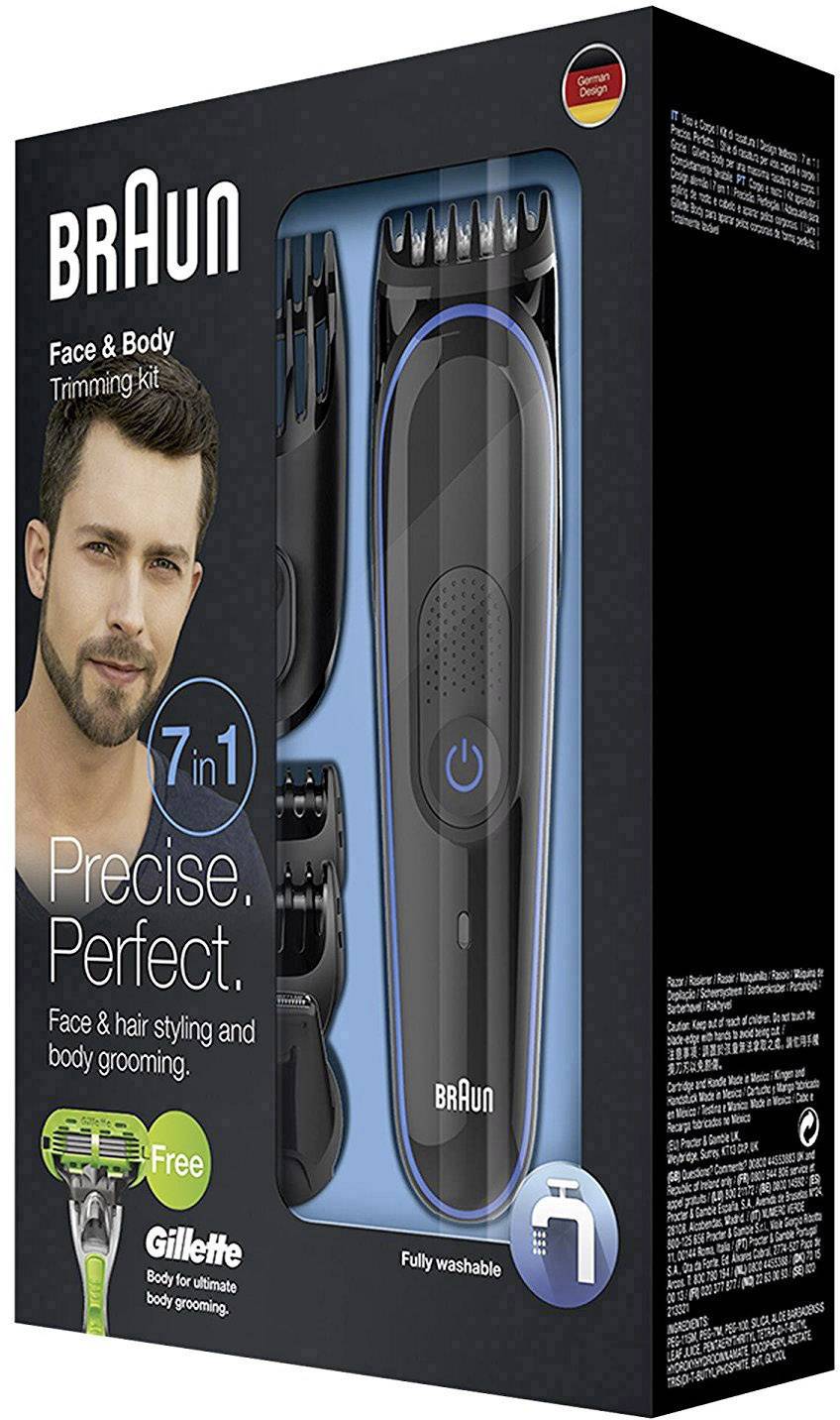 Braun MGK3040 7-in-1 Bartschneider, Haarschneider, Körperhaartrimmer, Rasierer abwaschbar Schwarz