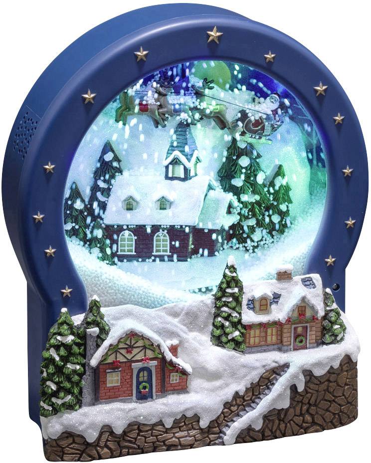 Konstsmide 3438-000 LED-Szenerie Dorf Warmweiß LED Bunt wählbare Energieversorgung, mit Animation, mit Weihnachtsliedern, mit Schalter