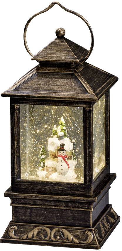 Konstsmide 2808-000 LED-Laterne Schneemann Warmweiß LED Messing beschneit, mit Wasser gefüllt, mit Schalter