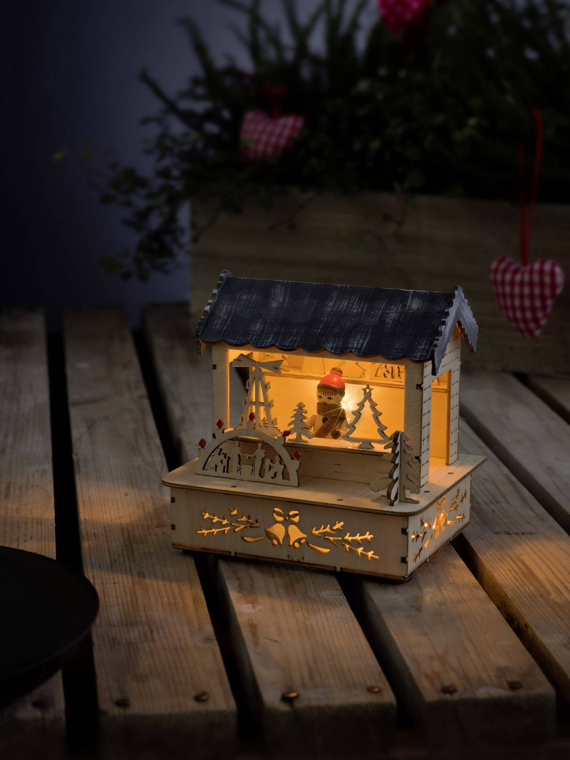 Konstsmide 2823-100 Warmweiß LED Holz, Natur, Grau