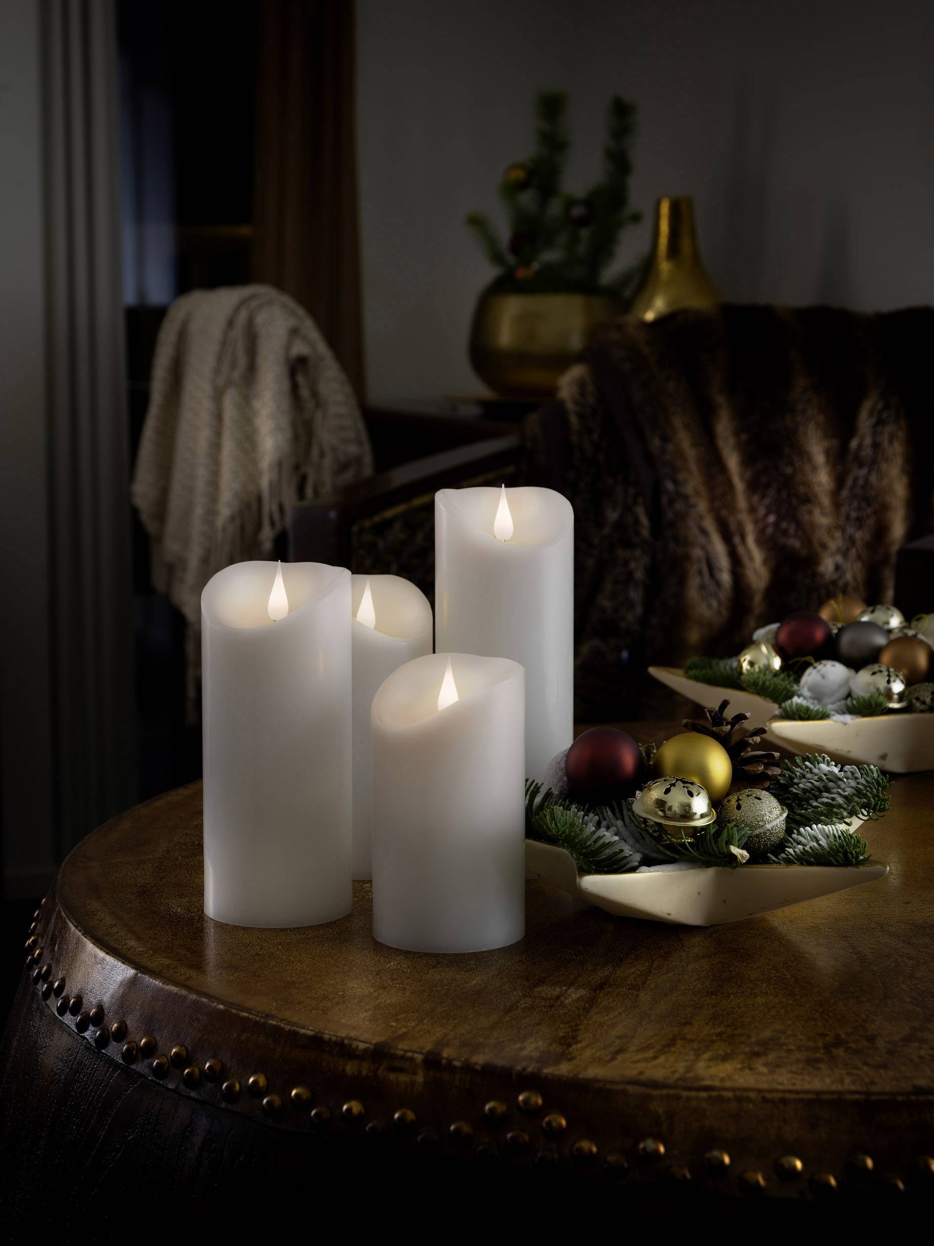 Konstsmide 1830-100 LED-Echtwachskerze Weiß Warmweiß