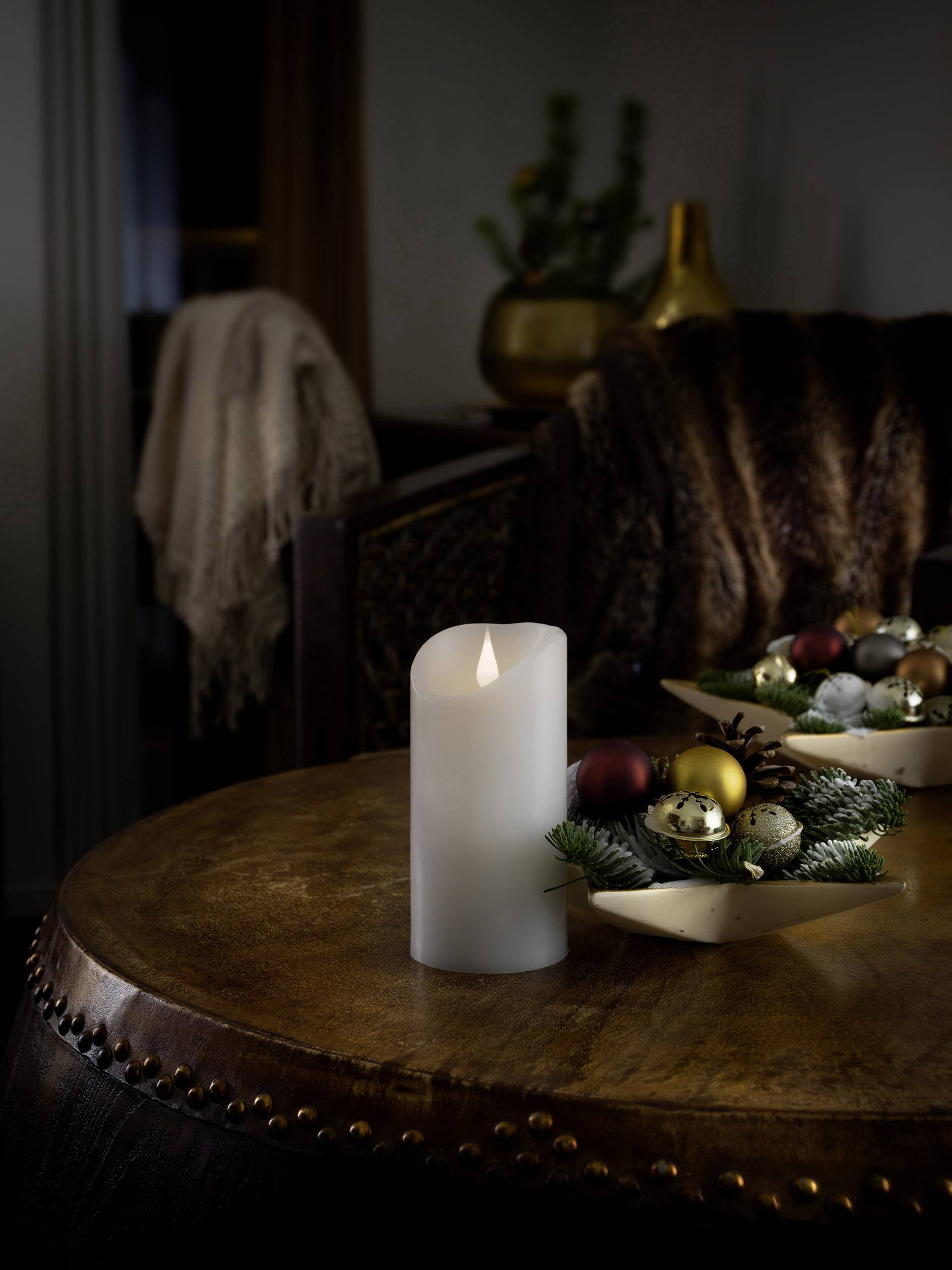 Konstsmide 1831-100 LED-Echtwachskerze Weiß Warmweiß (Ø x H) 7.5cm x 15.5cm