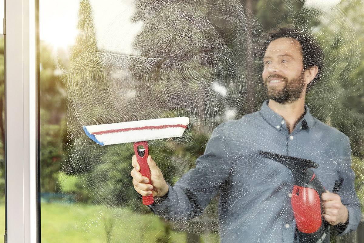 Vileda Windowmatic POWER Fenstersauger Grau, Rot