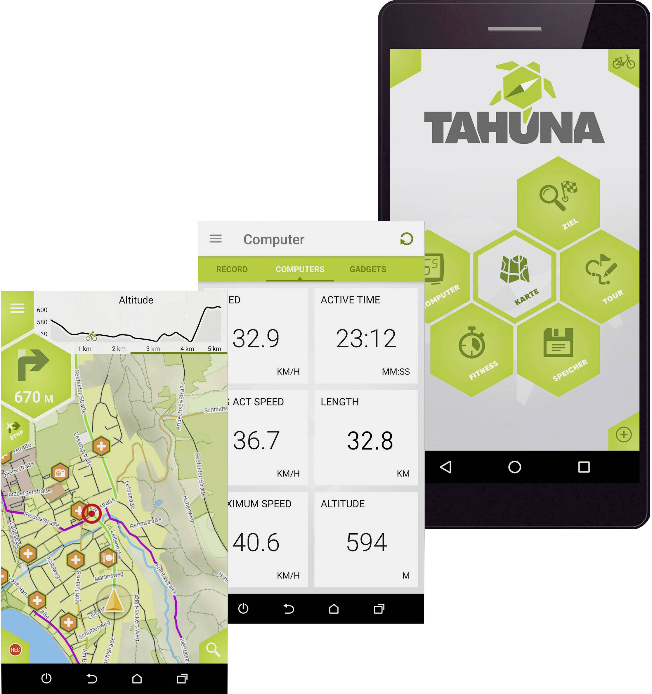 Teasi CORE Outdoor Navi Fahrrad Bluetooth®, spritzwassergeschützt