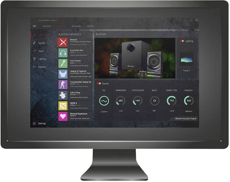 Creative Sound BlasterX Kratos S5 - Lautsprechersystem - für PC - 2.1-Kanal - Schwarz