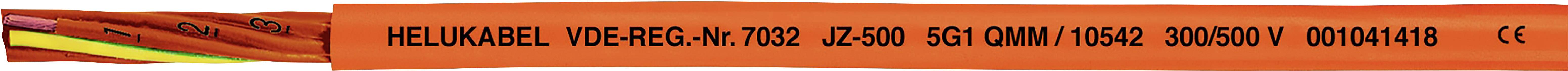 Ein orangefarbenes Kabel mit der Aufschrift 'HELUKABEL JZ-600'. Mehradriges Kabel mit farbigen Leitern sichtbar.