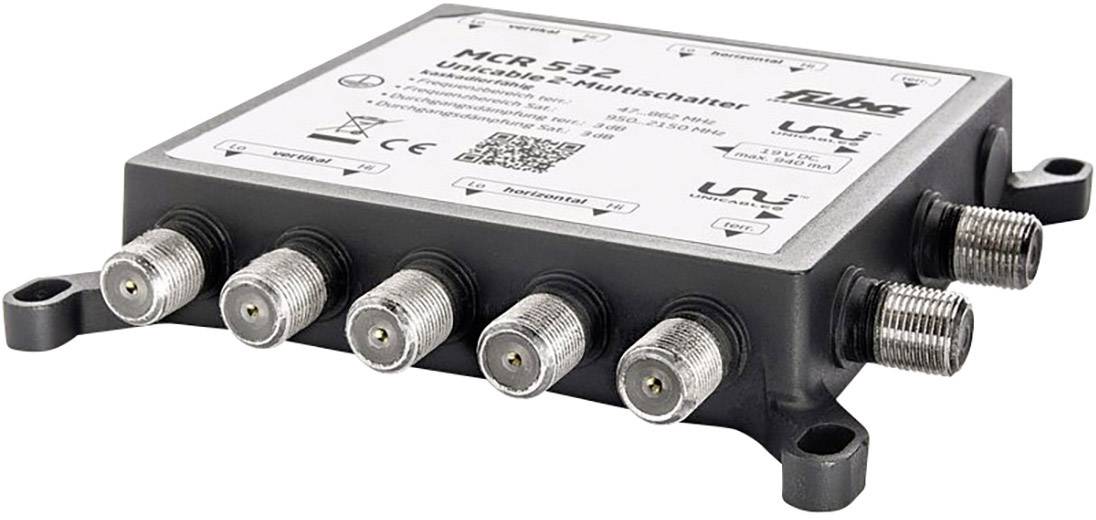 fuba MCR 532 SAT Multischalter Unicable 2 Eingänge (Multischalter): 5 (4 SAT/1 terrestrisch) Teilnehmer-Anzahl: 32