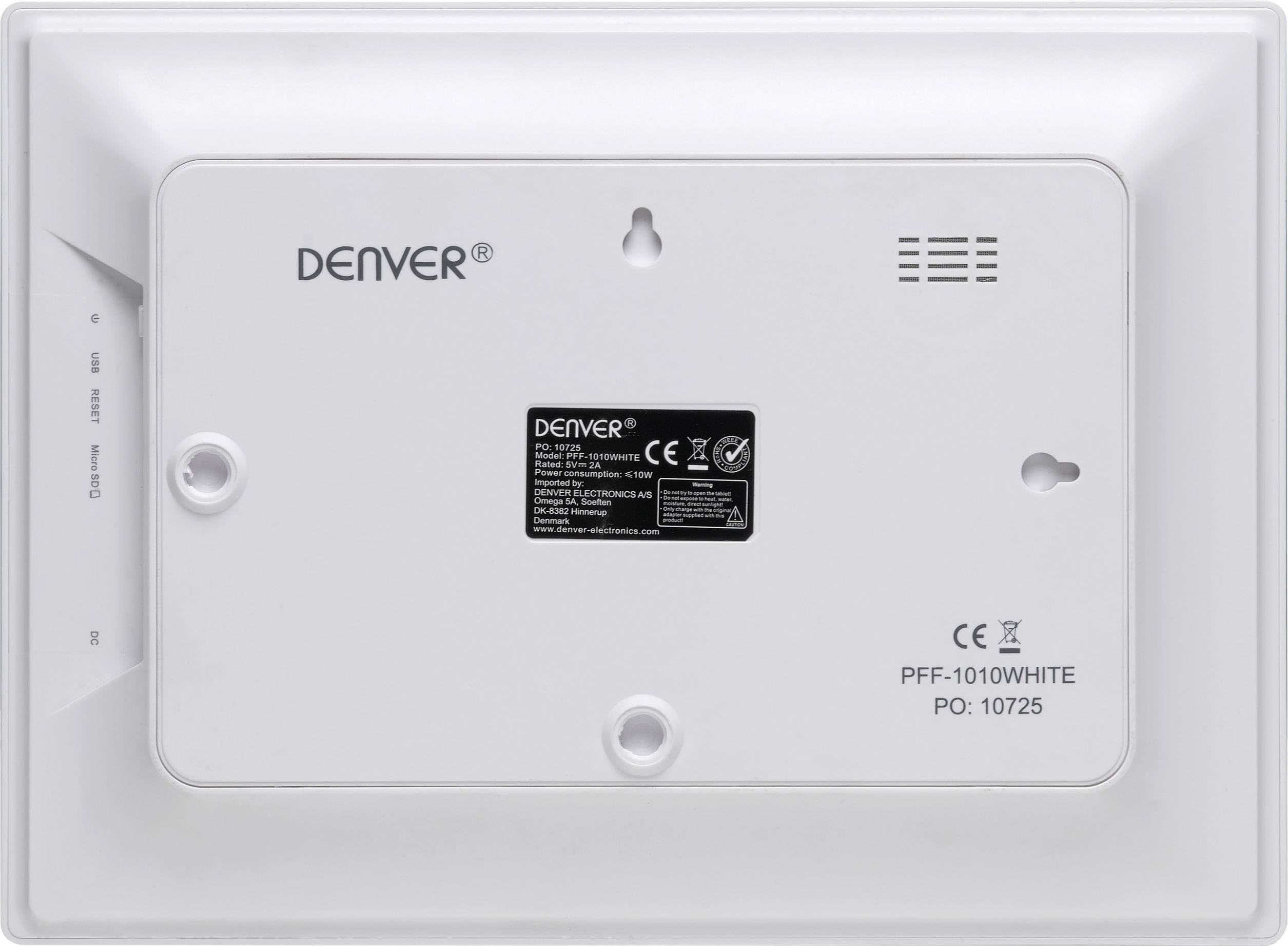 Denver PFF-1010 White Digitaler WiFi-Bilderrahmen 25.4cm 10 Zoll 1024 x 600 Pixel 8GB Weiß