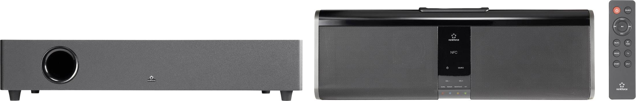 Renkforce RF-TB240WW Soundbar Schwarz inkl. kabellosem Subwoofer, Bluetooth®, NFC