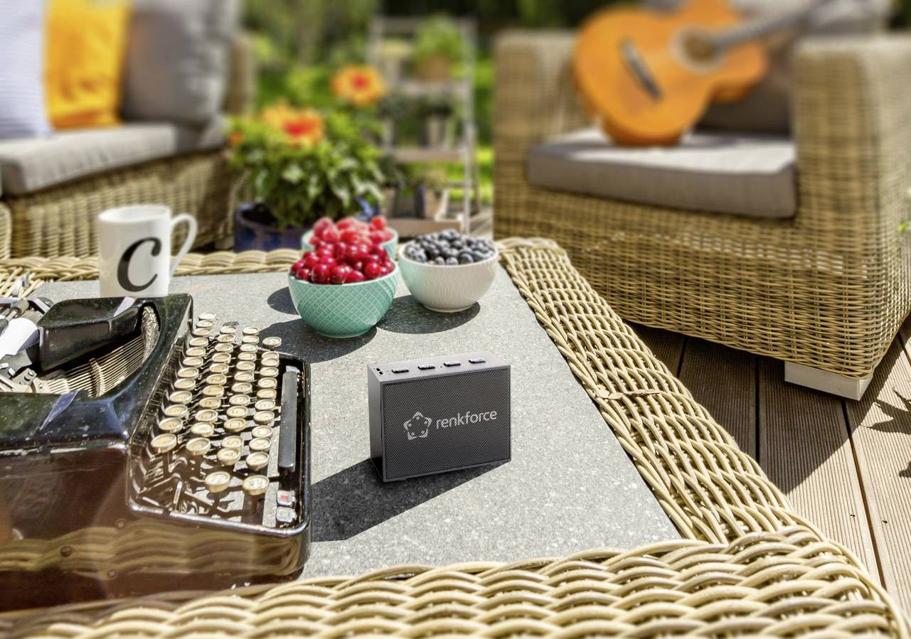 Renkforce BlackBox1 Bluetooth® Lautsprecher Freisprechfunktion, AUX Schwarz