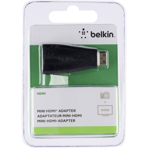 Belkin F3Y042bt HDMI Adapter [1x HDMI-Stecker C Mini - 1x HDMI-Buchse] Schwarz vergoldete Steckkontakte