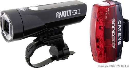 Fahrradbeleuchtung Set GVOLT50 + RAPID MICRO G LED akkubetrieben Schwarz, Rot