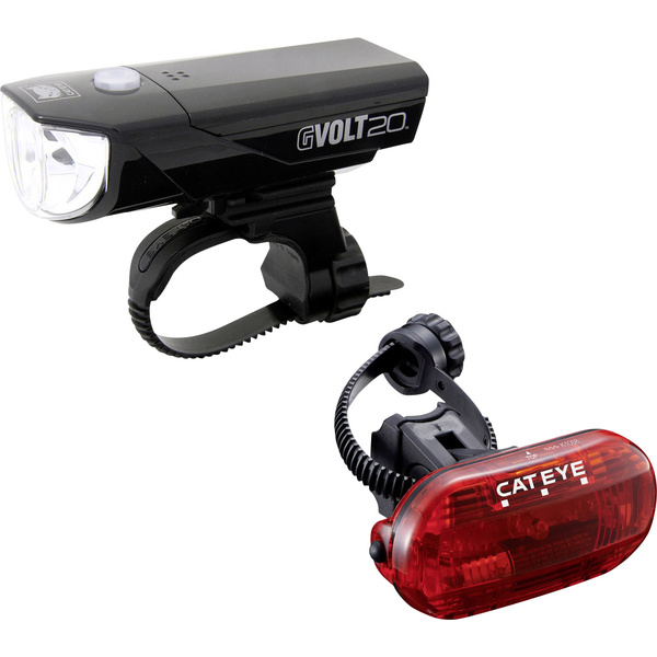 Cateye Fahrradbeleuchtung Set GVOLT20 + OMNI3G LED batteriebetrieben Schwarz, Rot
