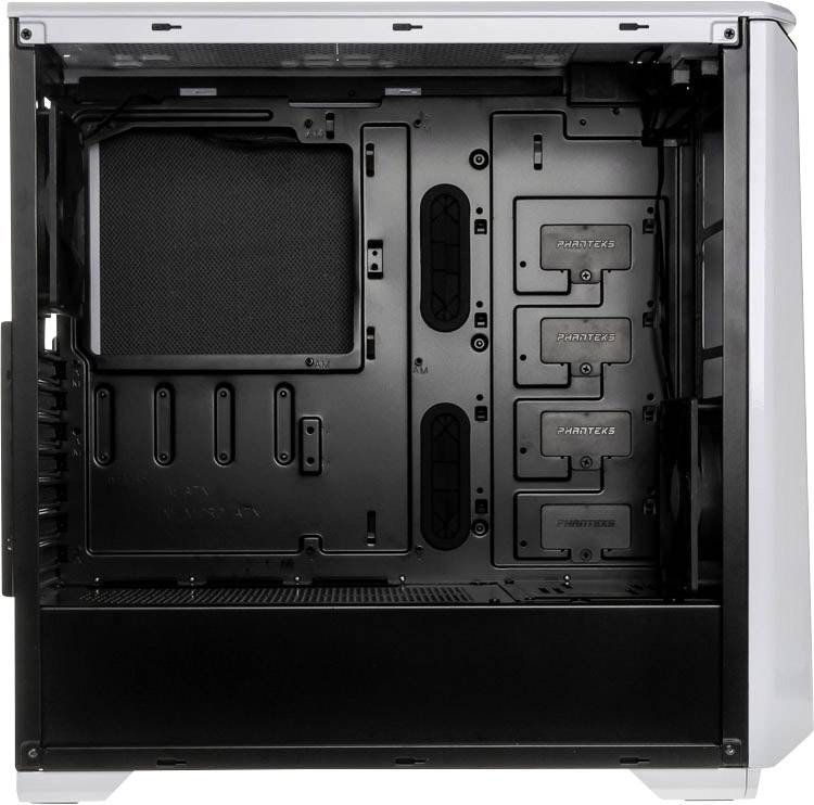 Phanteks P400S Midi-Tower PC-Gehäuse Weiß 2 vorinstallierte Lüfter, Für AIO Wasserkühlung geeignet, gedämmt, Lüftersteuerung, Staubfilter, Werk