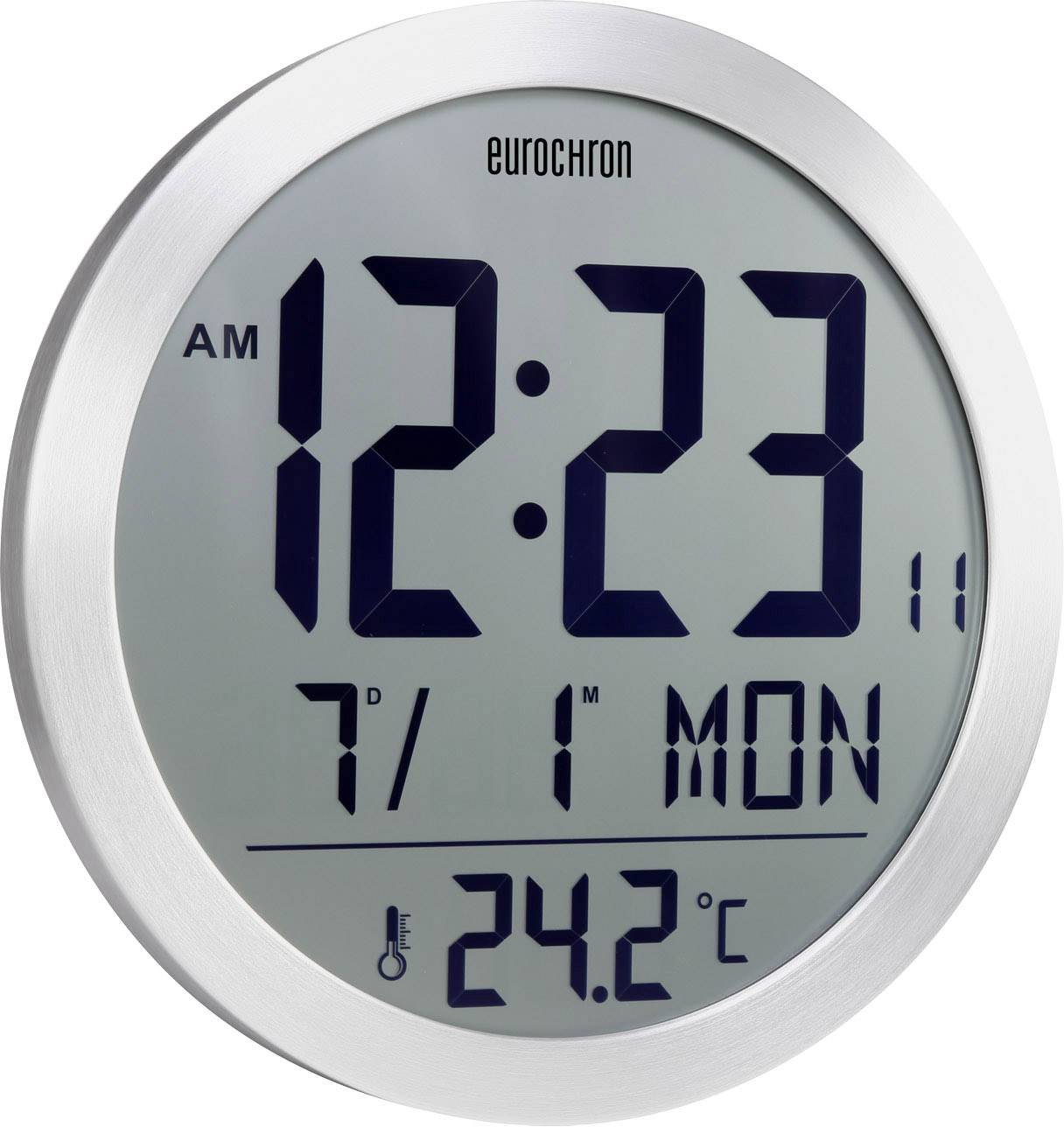 Eurochron EFW 5001 Funk Wanduhr 394mm x 41mm Silber