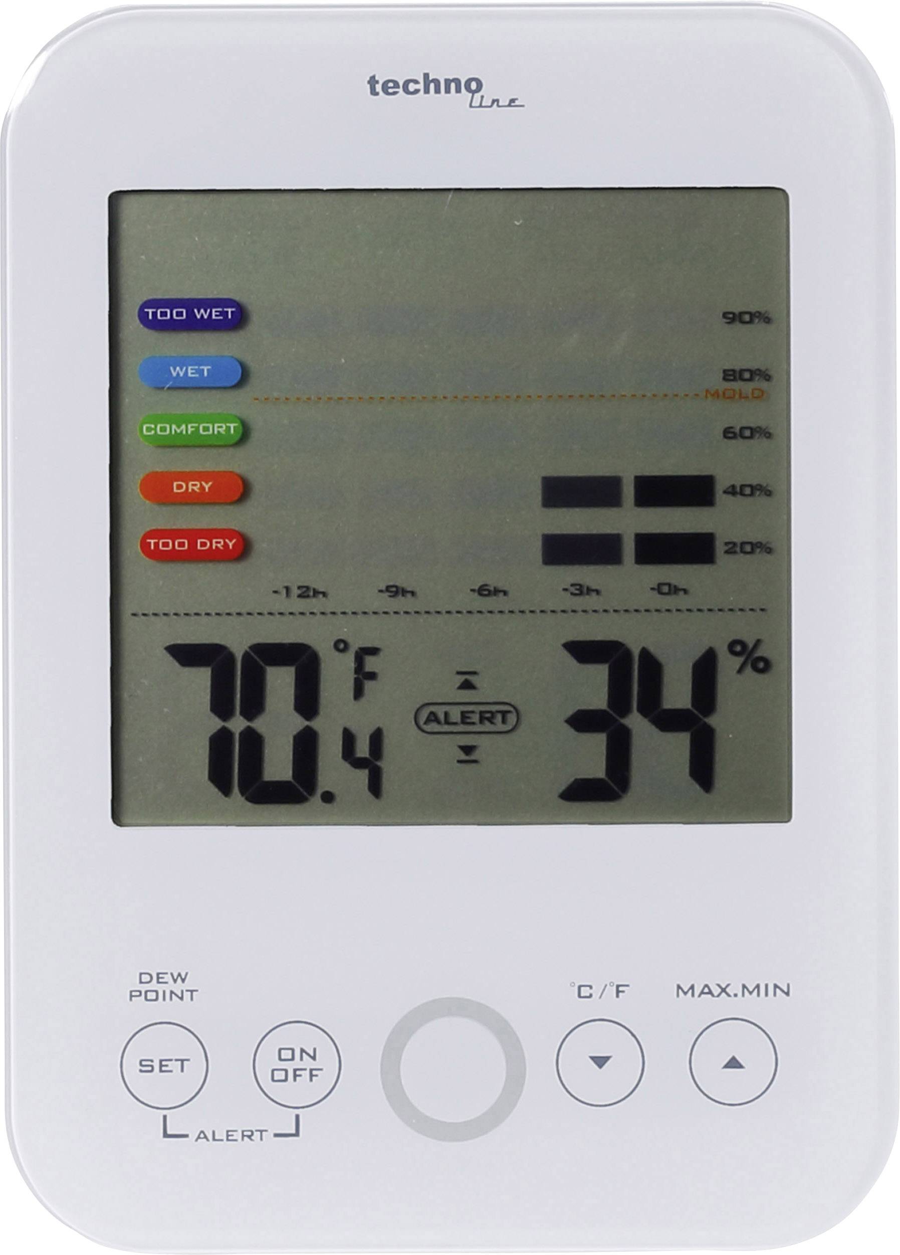 Techno Line WS 9422 Luftfeuchtemessgerät (Hygrometer) 20 % rF 95 % rF Taupunkt-/Schimmelwarnanzeige