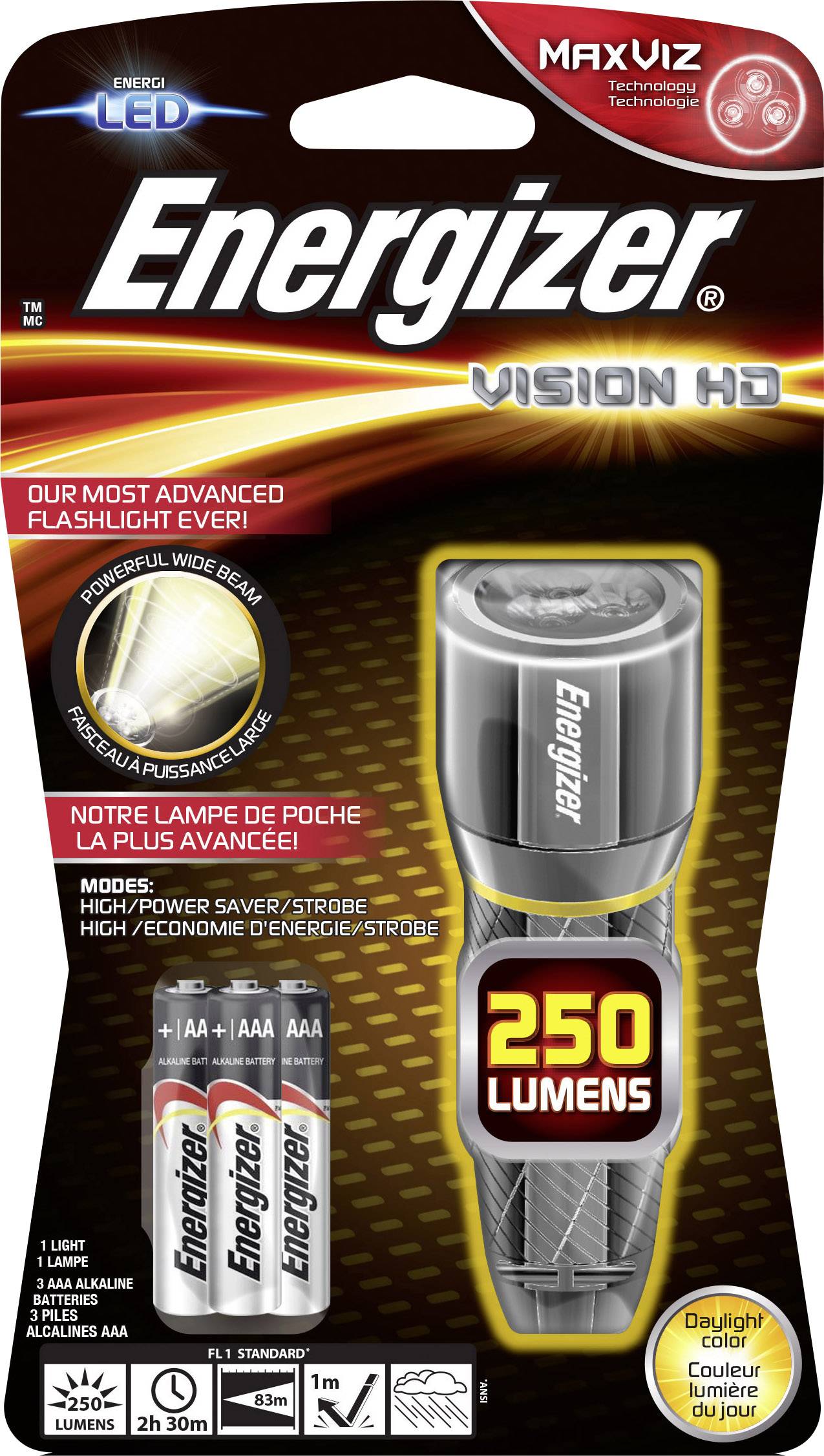 Energizer Vision HD Metal 3 AAA LED Taschenlampe batteriebetrieben 270 lm 11 h 133 g