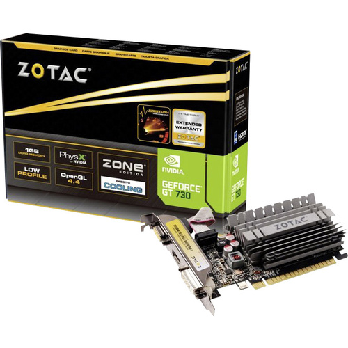 Zotac Carte graphique Nvidia GeForce GT730 Zone Edition 2 GB RAM GDDR3 PCIe x16 HDMI™, DVI, VGA refroidissement passif