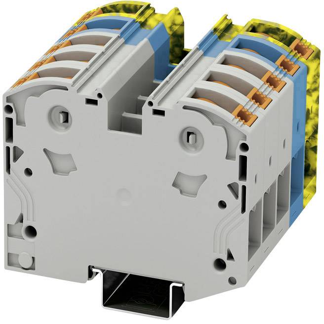 Ein mehrfarbiger, modularer elektrischer Steckerblock mit mehreren Anschlüssen, geeignet für industrielle Anwendungen und Schaltschrankbau.
