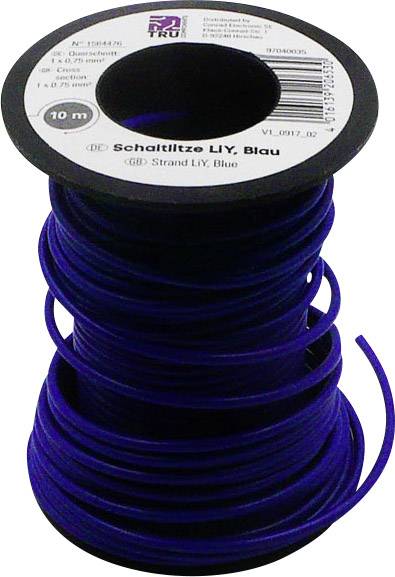Spule mit blauer Schaltdrahtlitz, 10 Meter, 0,75 mm².