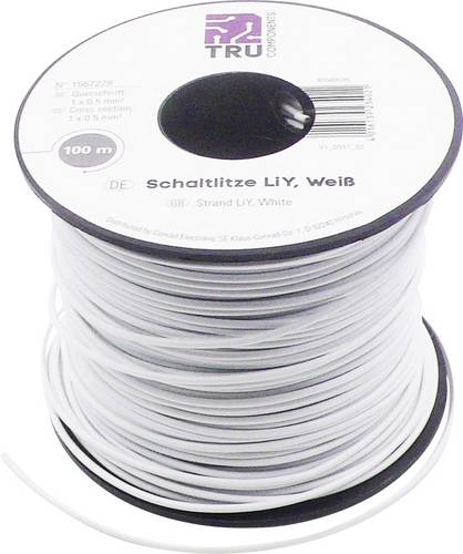 TruComponents 1567228 Strand LiY 1x0.50mm² White 100m For Electronics